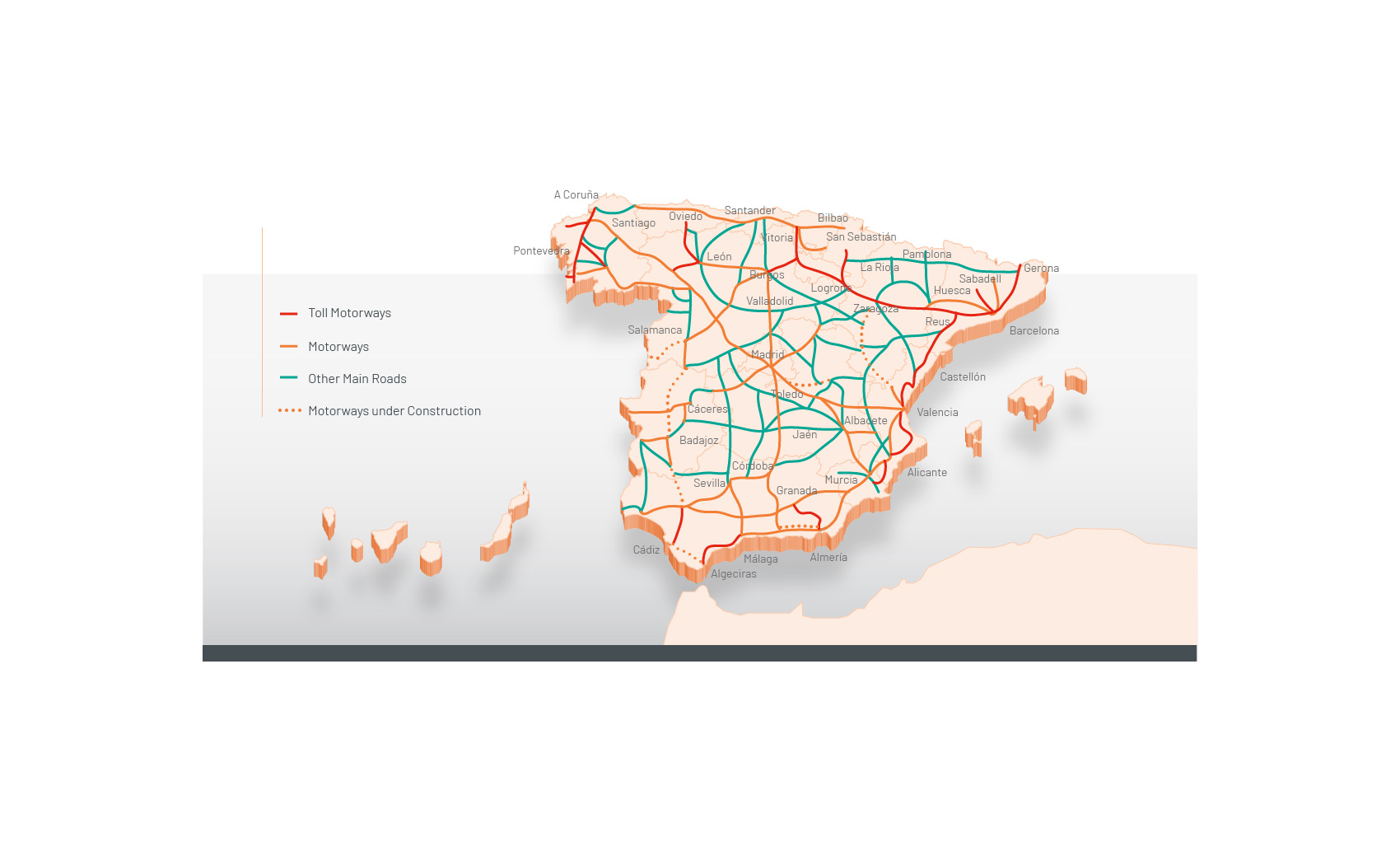 Espana Mapa General De Carreteras General Map of Spain Roads Portugal  Turismo